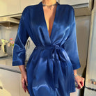 Isabella | Elegant Silk Kimono Robe with V-Neck and Self-Tie Belt - Lumina 3