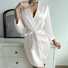 Isabella | Elegant Silk Kimono Robe with V-Neck and Self-Tie Belt - Lumina 5
