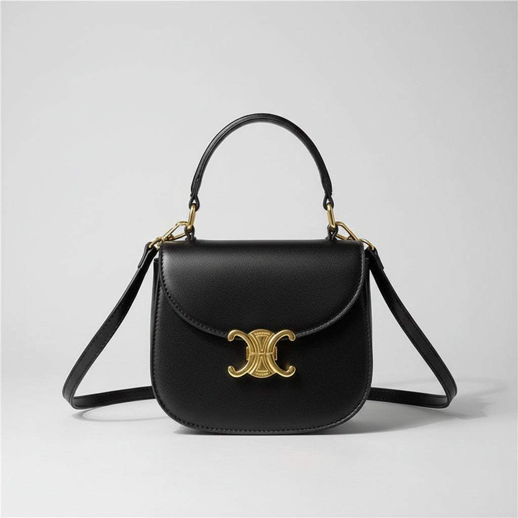 Isabella | Elegant Small Leather Crossbody Bag with Gold-Tone Clasp - Lumina 0