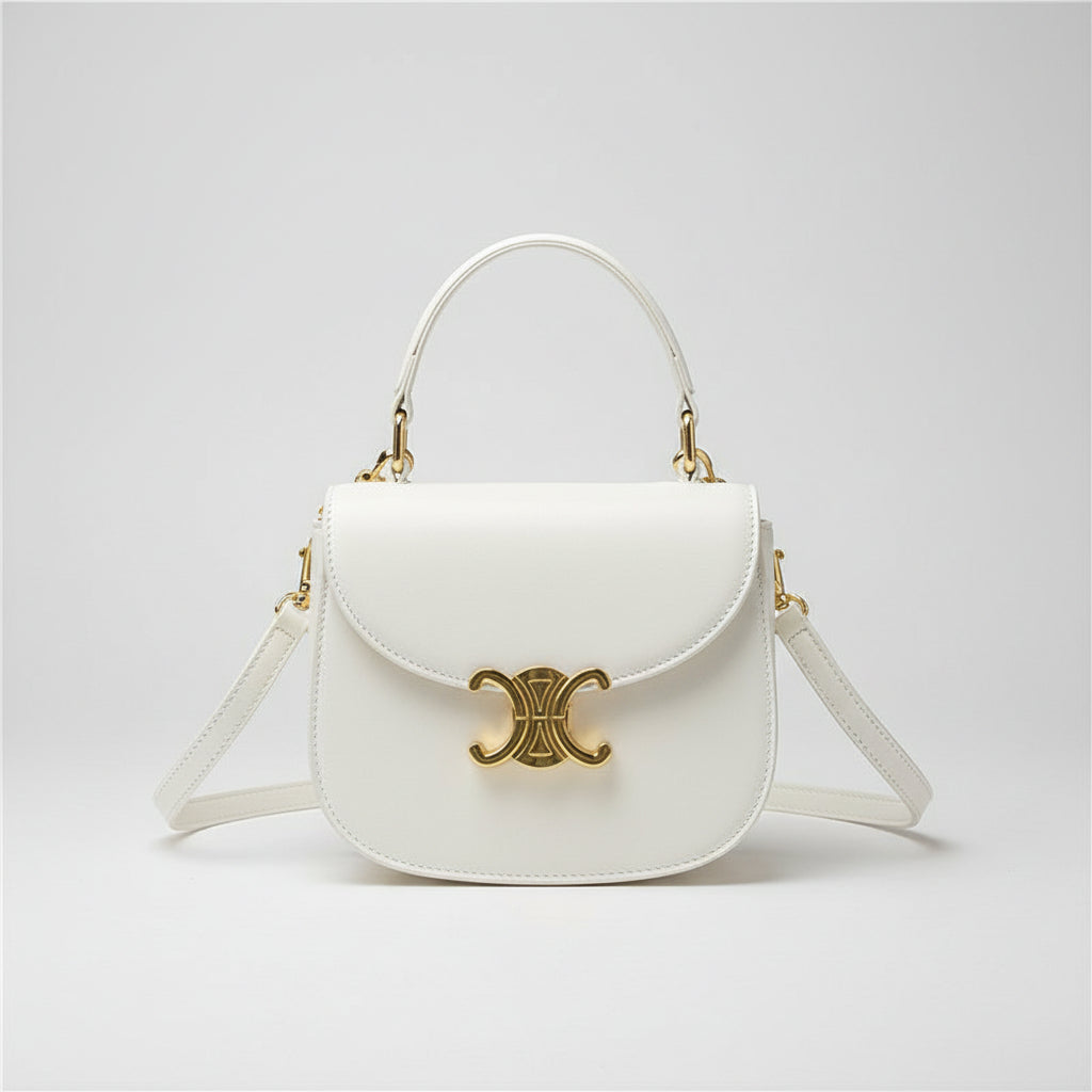Isabella | Elegant Small Leather Crossbody Bag with Gold-Tone Clasp - Lumina 1
