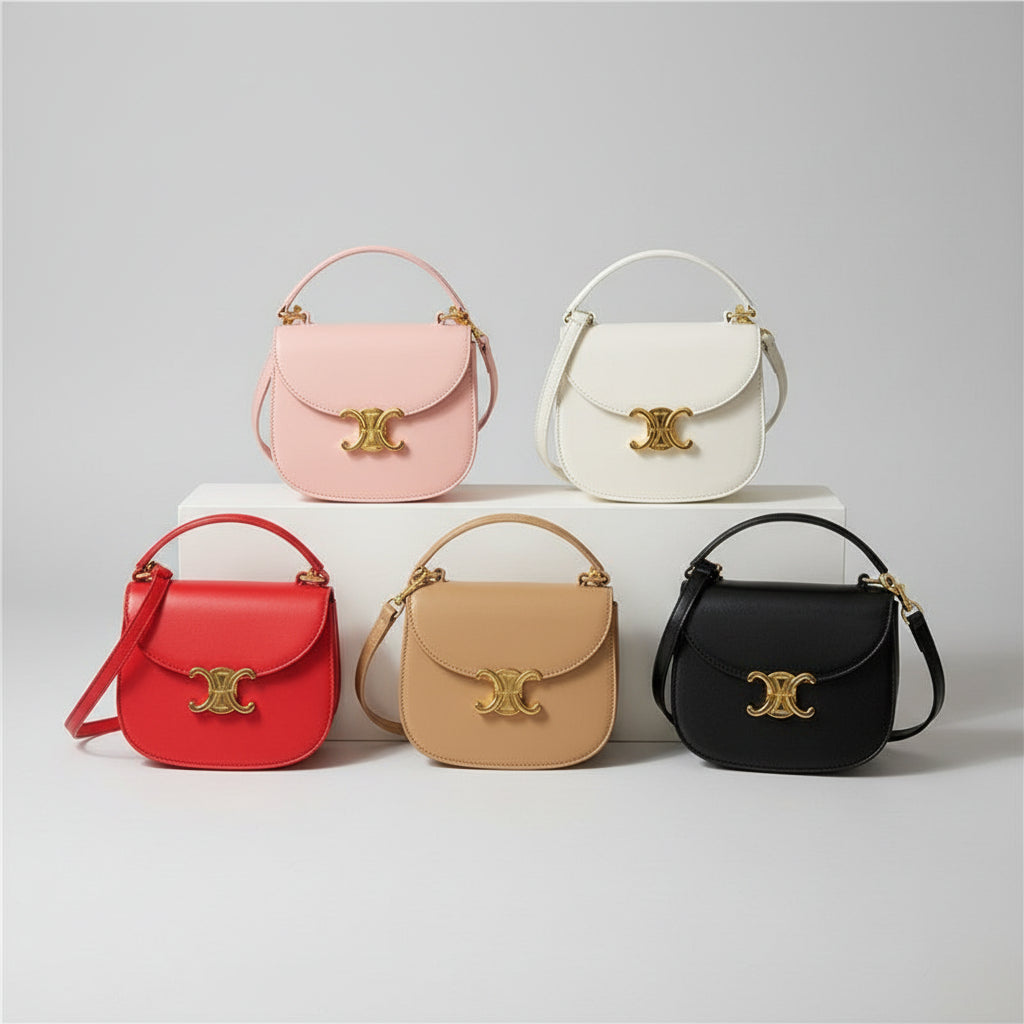 Isabella | Elegant Small Leather Crossbody Bag with Gold-Tone Clasp - Lumina 2