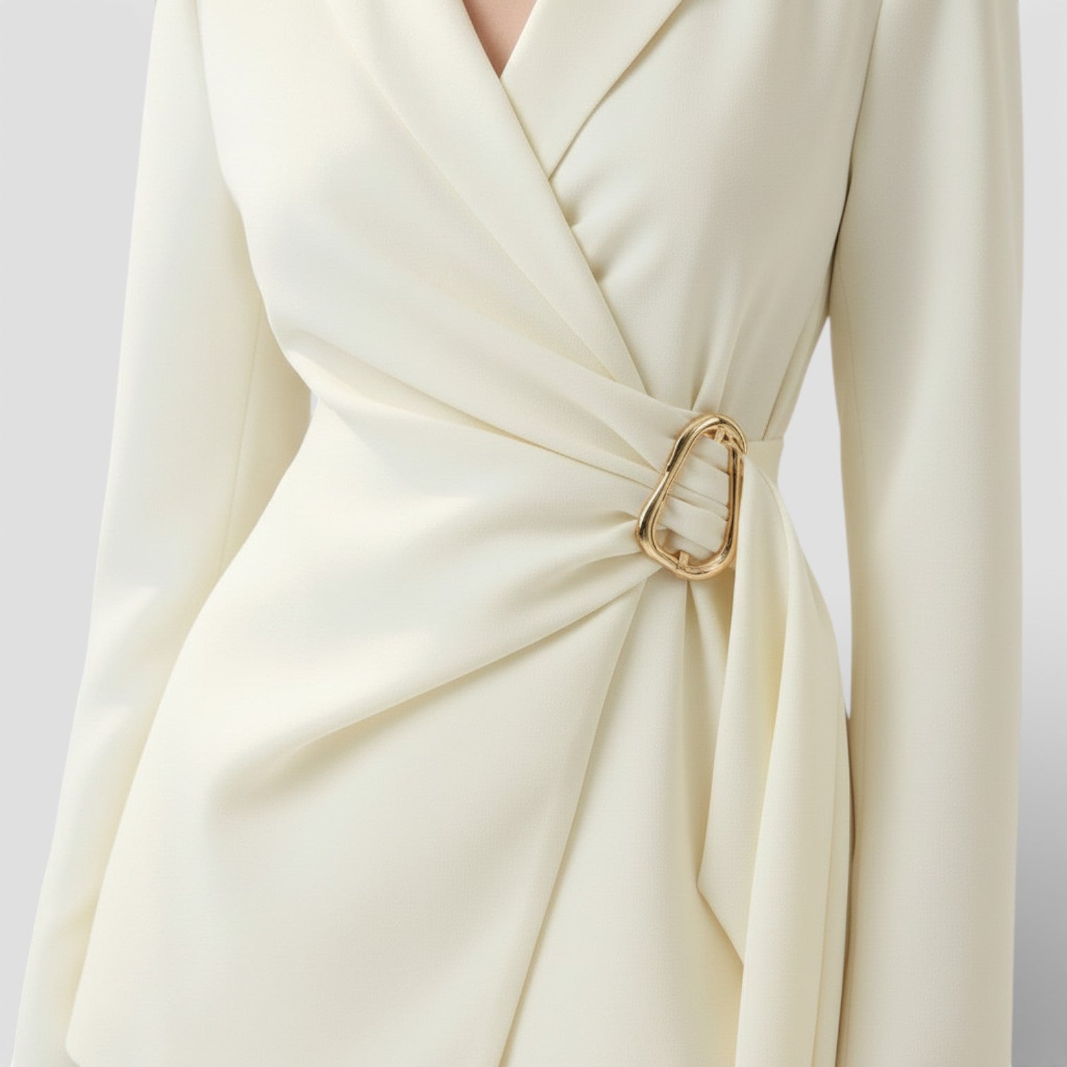 Elegant women's Lumina Wear Isabella tailored wrap blazer and wide-leg trousers suit, shown in a sophisticated, stylish fit.