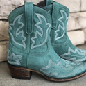 Lumina Wear Isabella embroidered mid-calf snip toe block heel boots, showcasing detailed embroidery and stylish design.