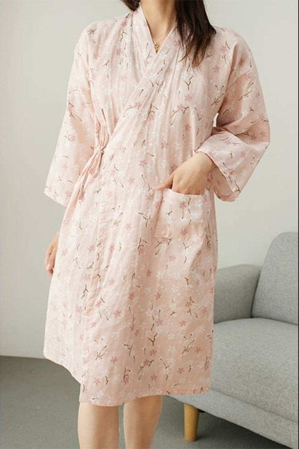 Isabella | Floral Print Wrap Kimono Robe with Side Tie - Lumina 1