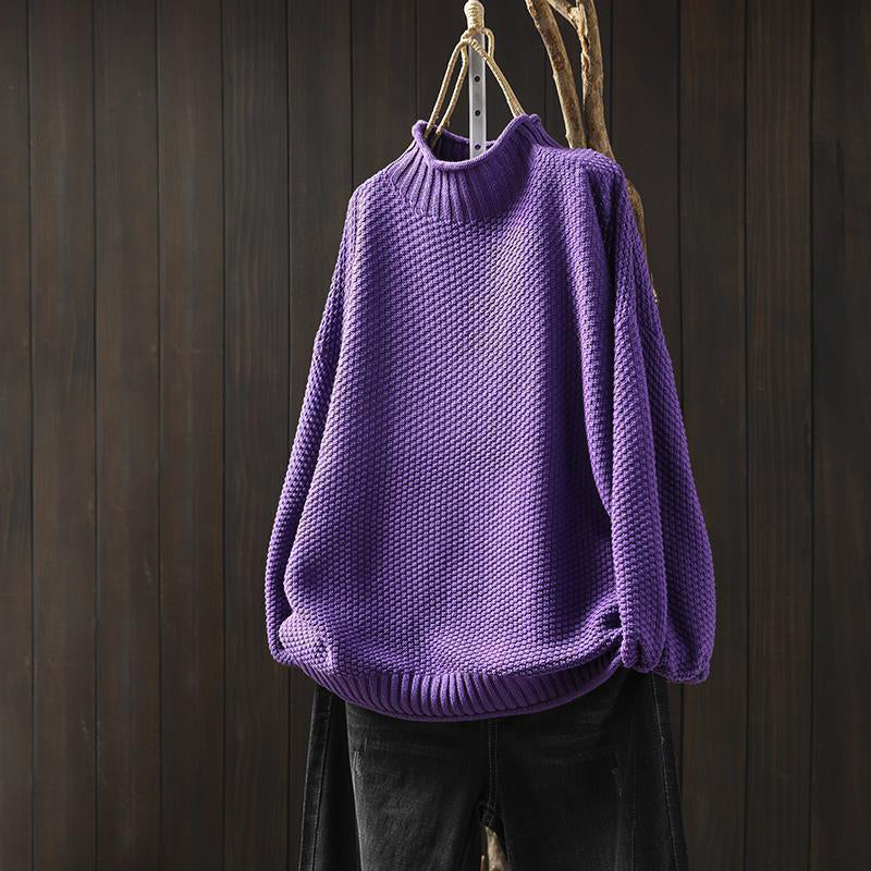 Lumina Wear Isabella high-neck textured knit sweater with a relaxed fit, showcased in a cozy, stylish design.