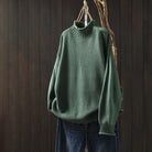 Isabella Lumina Wear high-neck textured knit relaxed fit sweater displayed in a cozy, stylish look with detailed fabric texture.