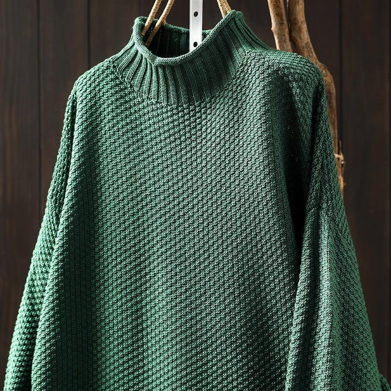 Lumina Wear Isabella high-neck textured knit sweater with relaxed fit, showcasing cozy, stylish sweater design.