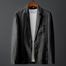 Lightweight casual women's blazer by Lumina Wear with patch pockets and a tailored fit, styled on a model.