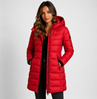 Lightweight quilted hooded puffer jacket by Lumina Wear with fitted silhouette, featuring horizontal quilting and a cozy hood.