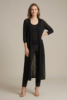 Lightweight, relaxed longline cardigan with fluid draping from Lumina Wear's Isabella collection, shown in a soft, flowing fabric.