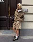 Isabella oversized boxy utility jacket with flap pockets by Lumina Wear, shown in a neutral color, featuring a relaxed fit and functional design.