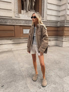 Isabella oversized boxy utility jacket with flap pockets from Lumina Wear, featuring a casual, relaxed fit and functional design.