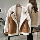 Lumina Wear Isabella oversized plush cream shearling jacket with asymmetric zip, cozy and stylish winter outerwear.