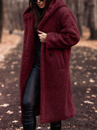 Lumina Wear Isabella oversized plush teddy fleece winter coat with notched lapel, soft and warm for women.
