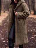 Lumina Wear Isabella oversized plush teddy fleece winter coat with notched lapel, cozy and stylish for cold weather.
