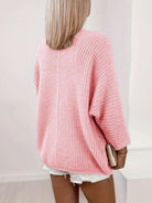 Lumina Wear Isabella oversized rib-knit long cardigan with batwing sleeves, soft knit fabric, in a cozy, relaxed fit for women.