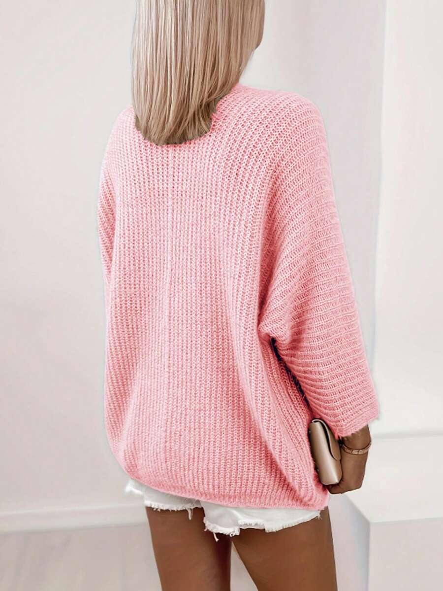 Lumina Wear Isabella oversized rib-knit long cardigan with batwing sleeves, soft knit fabric, in a cozy, relaxed fit for women.