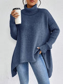 Lumina Wear Isabella oversized ribbed turtleneck sweater with longline fit, shown in a cozy knit style and relaxed fit.