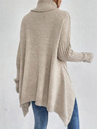 Lumina Wear Isabella oversized ribbed turtleneck sweater for women, longline fit, cozy knit design with relaxed style.