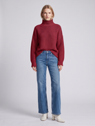 Lumina Wear Isabella oversized textured waffle-knit turtleneck sweater for women, cozy and stylish winter clothing.