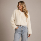 Lumina Wear Isabella plush faux fur cropped jacket with relaxed fit, stylish women's outerwear in soft, cozy texture.