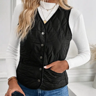 Lumina Wear Isabella quilted snap-front vest with sherpa lining, showcasing the cozy, stylish outerwear design.