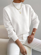 Lumina Wear Isabella women's relaxed fit soft knit sweater with mock turtleneck, cozy and stylish for casual wear.