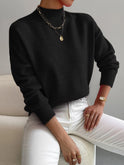 Lumina Wear Isabella relaxed fit soft knit sweater with mock turtleneck, cozy and stylish for casual wear.