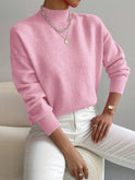 Lumina Wear Isabella relaxed fit soft knit sweater with mock turtleneck, shown in a cozy, casual style.