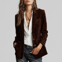 Lumina Wear Isabella relaxed fit blazer with soft suede-touch fabric and notched lapels, stylish and comfortable for versatile wear.