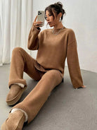 Light blue Isabella Lumina Wear relaxed fit two-piece matching outfit with coordinated style, shown on a model.