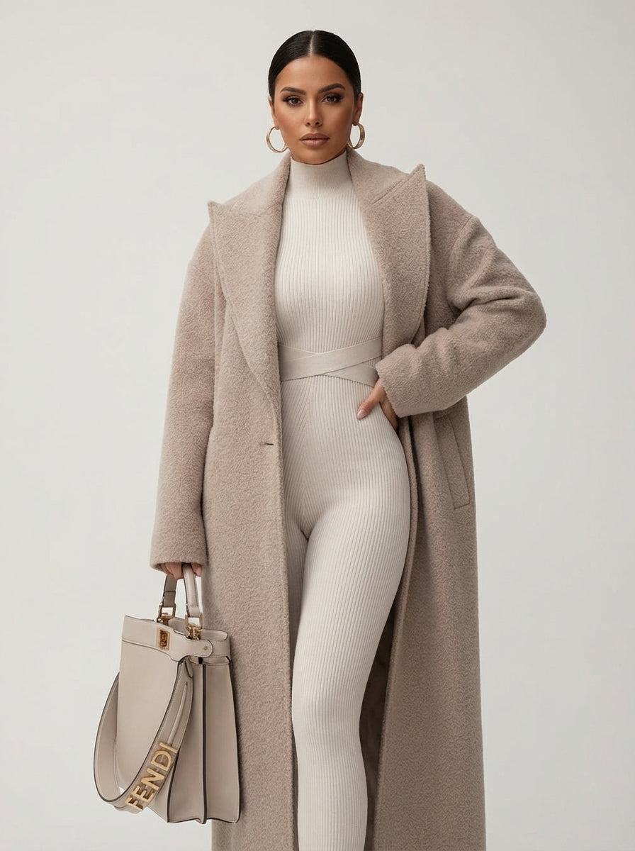 Relaxed oversized wool-blend overcoat with shawl collar by Lumina Wear, shown in a neutral color on a model.