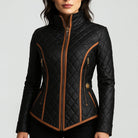 Isabella Lumina Wear slim-fit quilted jacket with contrast edging, showcasing its stylish design and tailored fit.