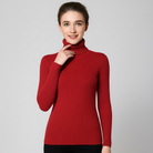 Lumina Wear Isabella slim fit ribbed turtleneck sweater with textured knit, showcasing a cozy, stylish sweater for women.