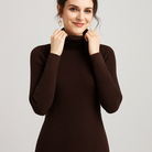 Lumina Wear Isabella slim fit ribbed turtleneck sweater with textured knit, showcasing a cozy, fitted design in soft fabric.