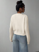 Lumina Wear Isabella women's soft knit cropped cardigan with relaxed fit and ribbed trim, shown on a model.