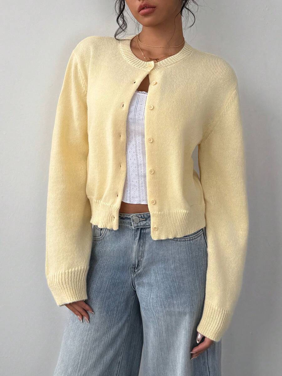 Lumina Wear Isabella women's soft knit cropped cardigan with relaxed fit and ribbed trim, perfect for casual layering.