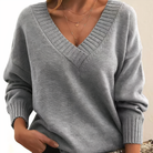 Lumina Wear Isabella lightweight V-neck sweater with soft relaxed fit and ribbed trims, perfect for casual cozy style.