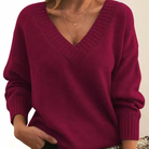 Lumina Wear Isabella lightweight V-neck sweater with relaxed fit and ribbed trims, shown in soft fabric and casual style.