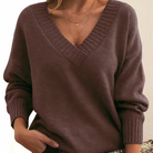 Lumina Wear Isabella lightweight V-neck sweater with soft relaxed fit and ribbed trims, perfect for casual and comfortable style.