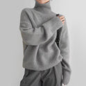 Lumina Wear Isabella soft relaxed knit turtleneck sweater with cozy fit, featuring a comfortable and stylish design.