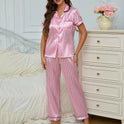 Isabella striped women's sleepwear pajama set with contrast piping by Lumina Wear, featuring a comfortable, stylish design.