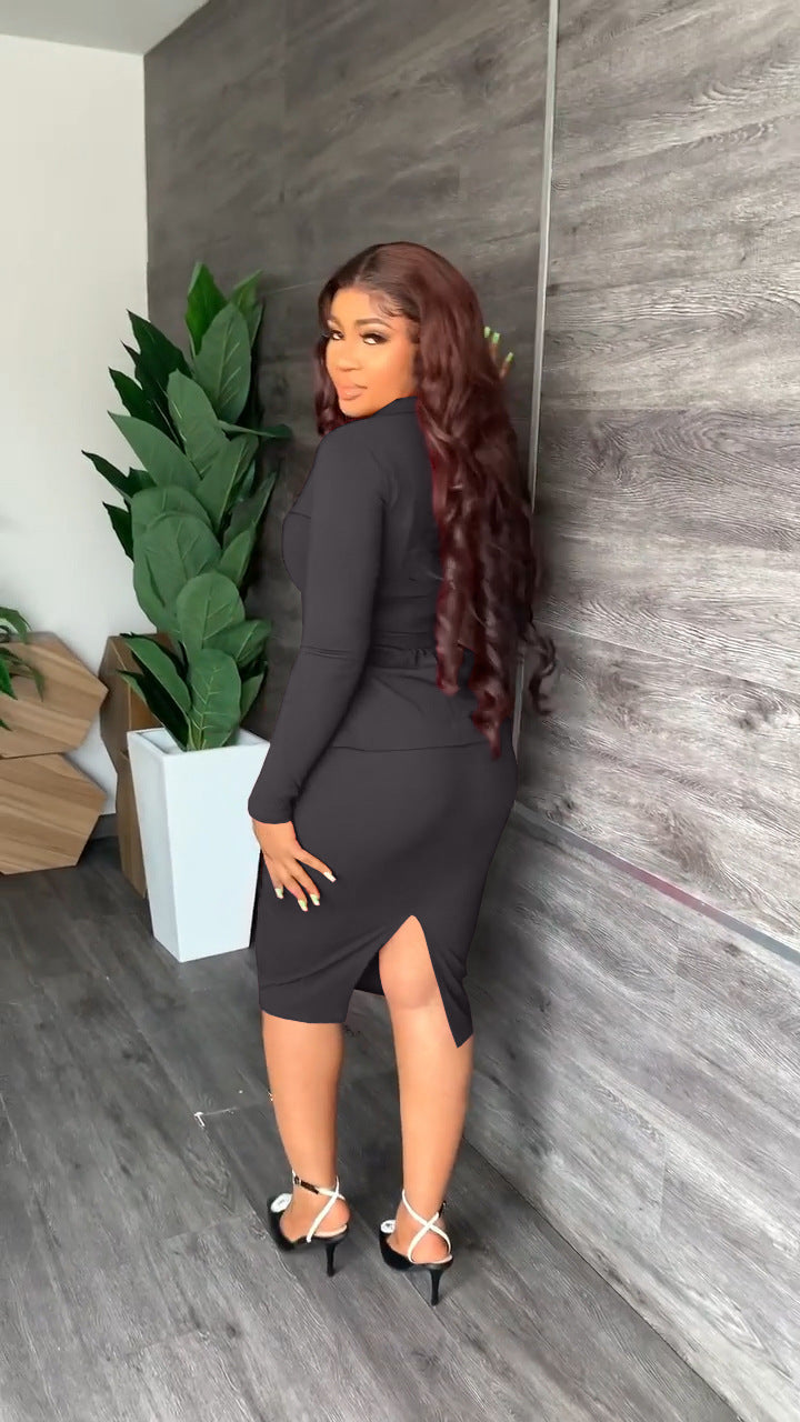 Lumina Wear Isabella tailored blazer and pencil skirt set with fitted waist, stylish women's business suit, professional attire