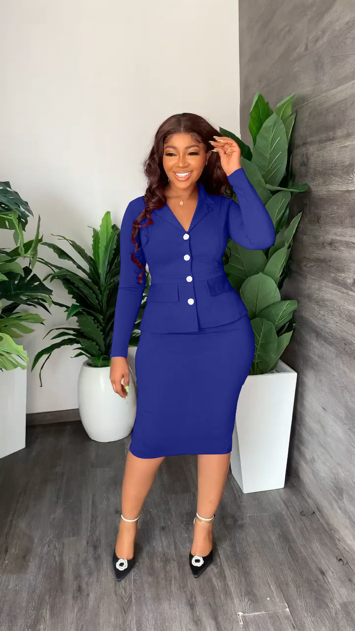 Lumina Wear Isabella tailored blazer and pencil skirt set with fitted waist, stylish women's suits and blazers for professional wear.