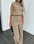 Isabella | Tailored Crop Top & High-Rise Wide-Leg Trousers Set - Lumina 4