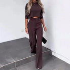 Isabella | Tailored Crop Top & High-Rise Wide-Leg Trousers Set - Lumina 6