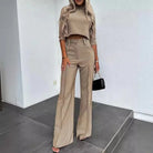 Isabella | Tailored Crop Top & High-Rise Wide-Leg Trousers Set - Lumina 7