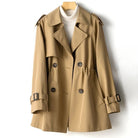 Lumina Wear Isabella tailored lightweight trench coat with waist cinch, beige color, stylish and fitted for a modern look.