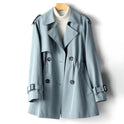 Isabella Lumina Wear lightweight tailored trench coat with waist cinch, showing a beige coat with belt and classic collar.
