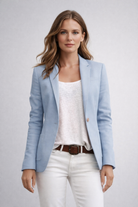 Women's Lumina Wear Isabella tailored slim fit blazer with notched lapels, shown in a professional, fitted style.